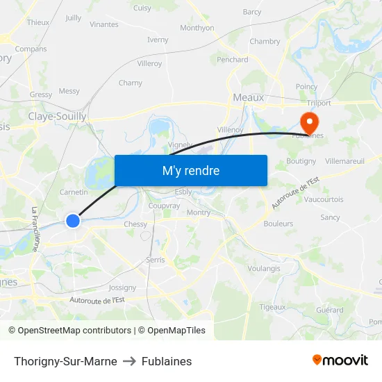 Thorigny-Sur-Marne to Fublaines map