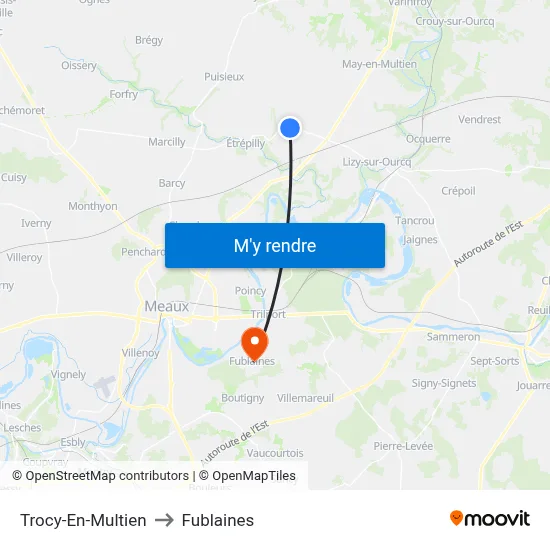 Trocy-En-Multien to Fublaines map