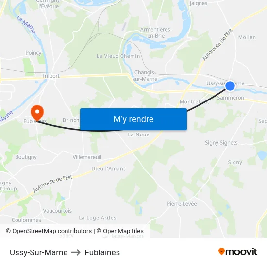 Ussy-Sur-Marne to Fublaines map