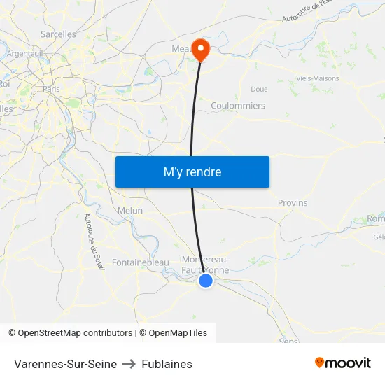Varennes-Sur-Seine to Fublaines map