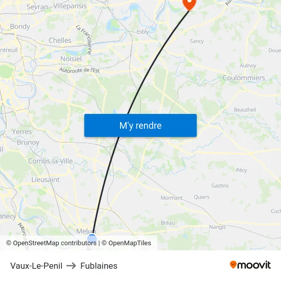 Vaux-Le-Penil to Fublaines map