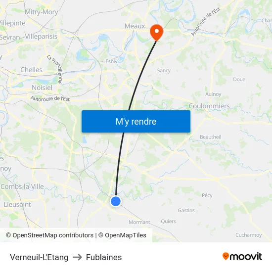 Verneuil-L'Etang to Fublaines map
