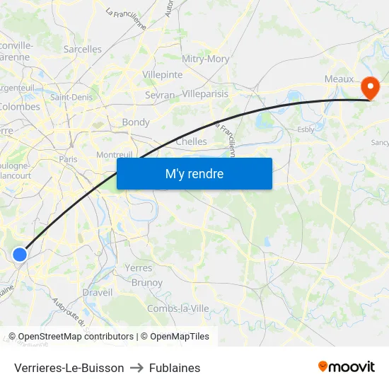 Verrieres-Le-Buisson to Fublaines map
