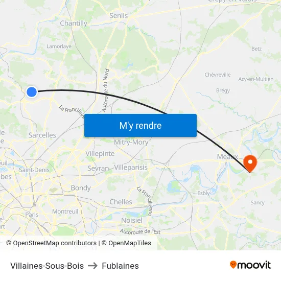 Villaines-Sous-Bois to Fublaines map