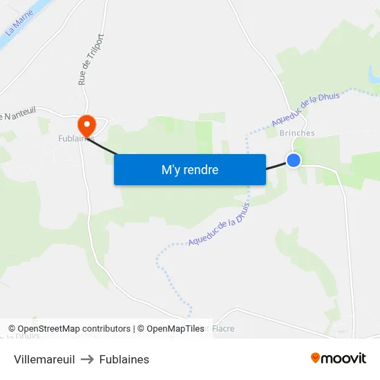 Villemareuil to Fublaines map