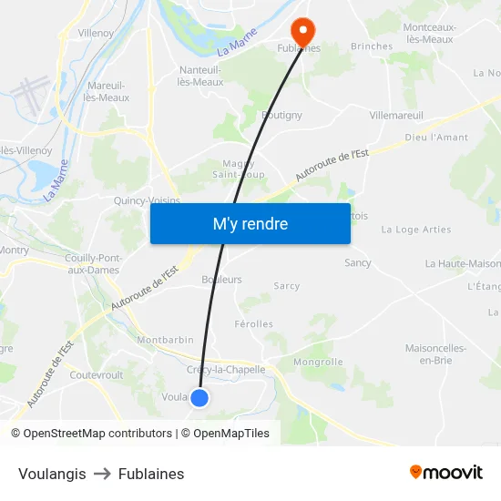 Voulangis to Fublaines map