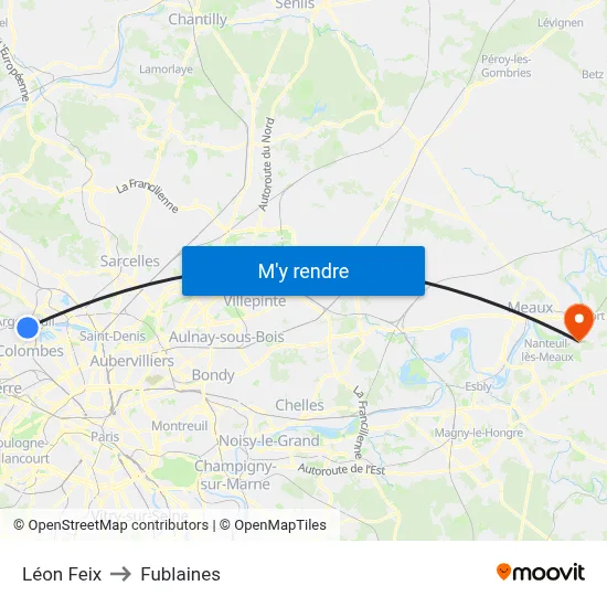 Léon Feix to Fublaines map