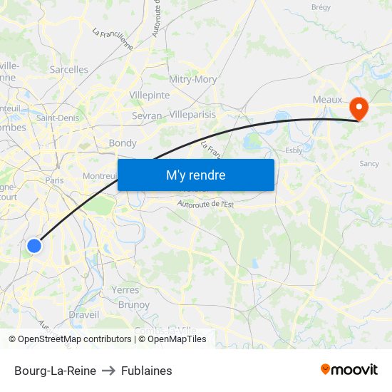 Bourg-La-Reine to Fublaines map