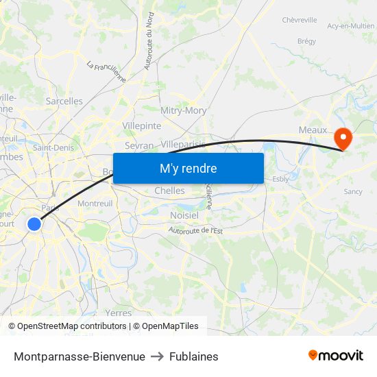 Montparnasse-Bienvenue to Fublaines map