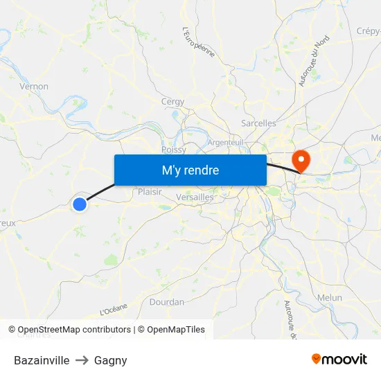 Bazainville to Gagny map