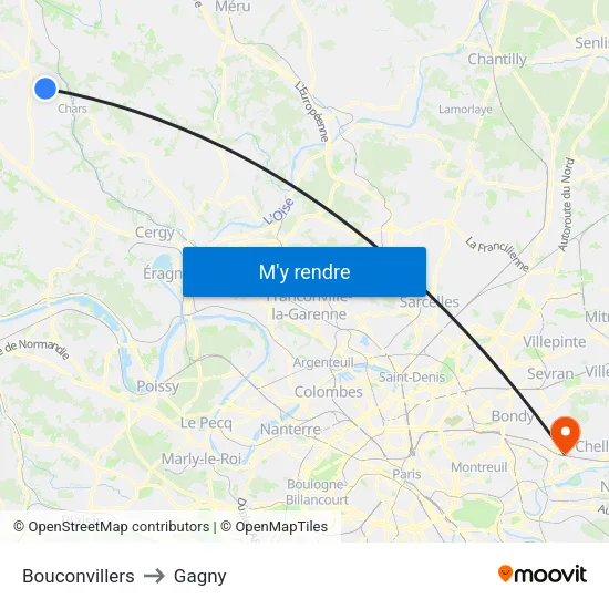 Bouconvillers to Gagny map