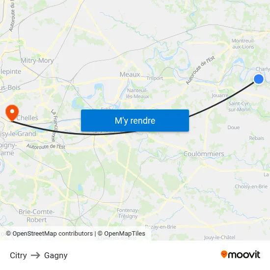 Citry to Gagny map