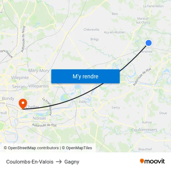Coulombs-En-Valois to Gagny map