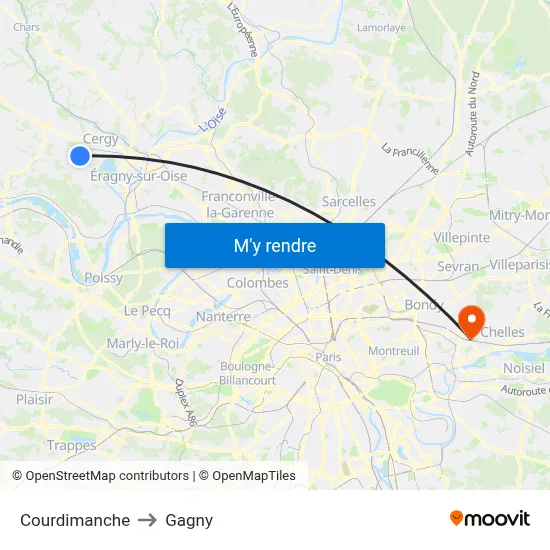 Courdimanche to Gagny map