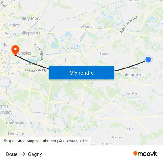 Doue to Gagny map