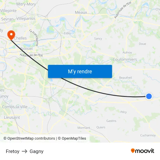 Fretoy to Gagny map