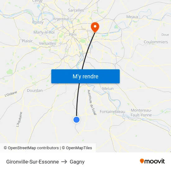 Gironville-Sur-Essonne to Gagny map