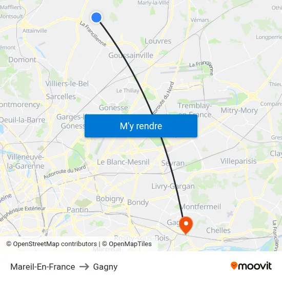 Mareil-En-France to Gagny map