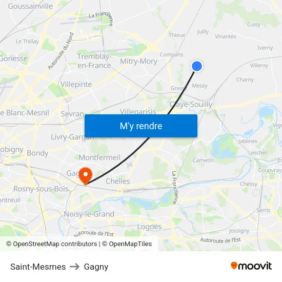Saint-Mesmes to Gagny map