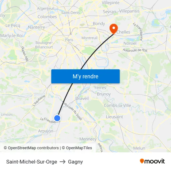 Saint-Michel-Sur-Orge to Gagny map