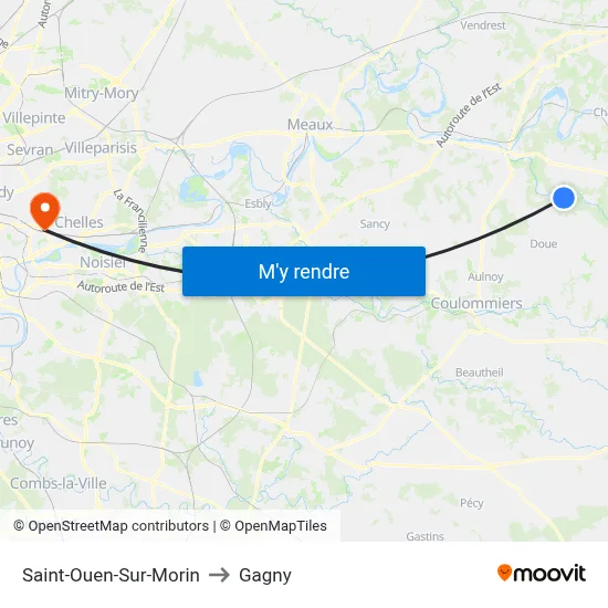 Saint-Ouen-Sur-Morin to Gagny map