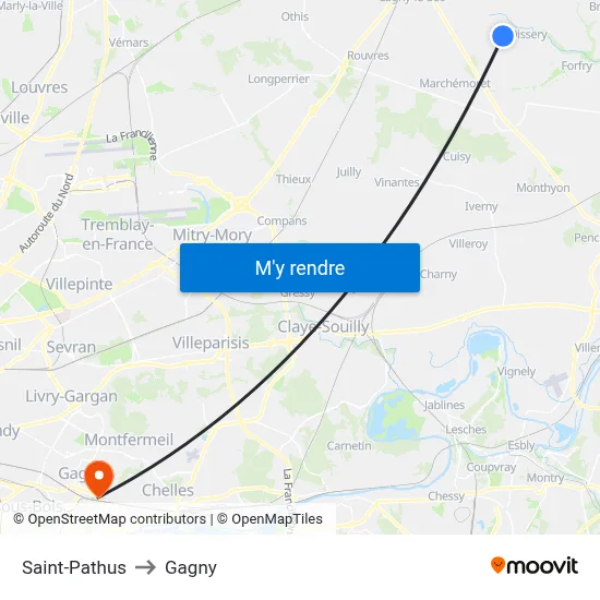 Saint-Pathus to Gagny map