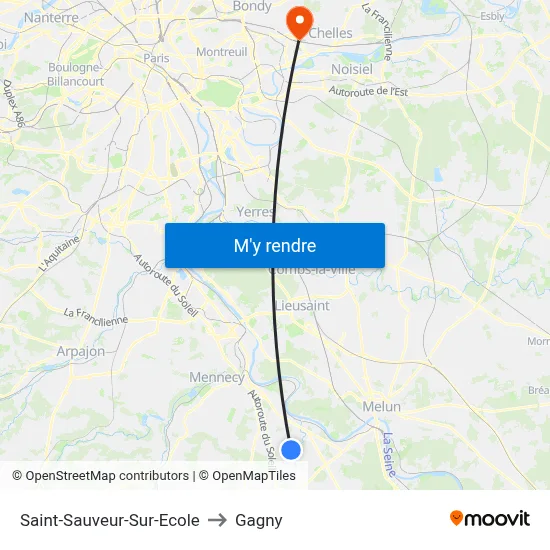 Saint-Sauveur-Sur-Ecole to Gagny map