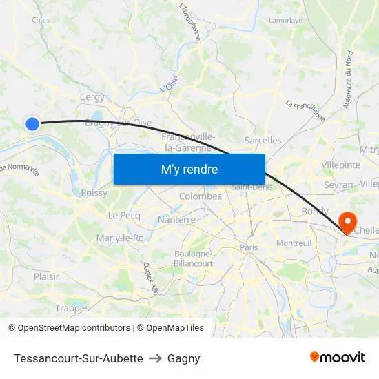 Tessancourt-Sur-Aubette to Gagny map