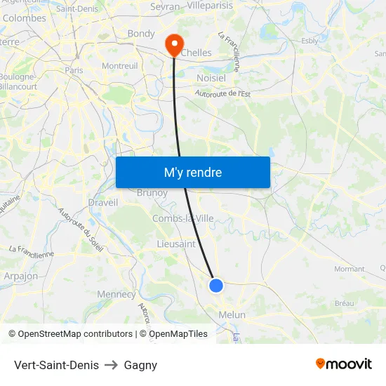 Vert-Saint-Denis to Gagny map