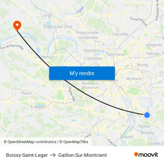 Boissy-Saint-Leger to Gaillon-Sur-Montcient map