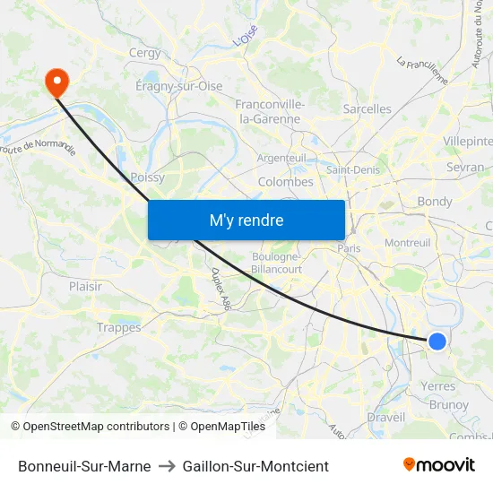 Bonneuil-Sur-Marne to Gaillon-Sur-Montcient map