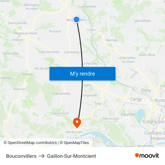 Bouconvillers to Gaillon-Sur-Montcient map