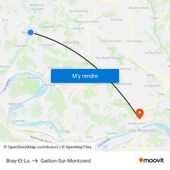 Bray-Et-Lu to Gaillon-Sur-Montcient map