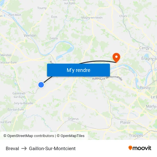 Breval to Gaillon-Sur-Montcient map