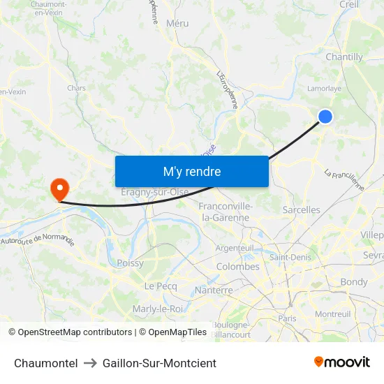 Chaumontel to Gaillon-Sur-Montcient map
