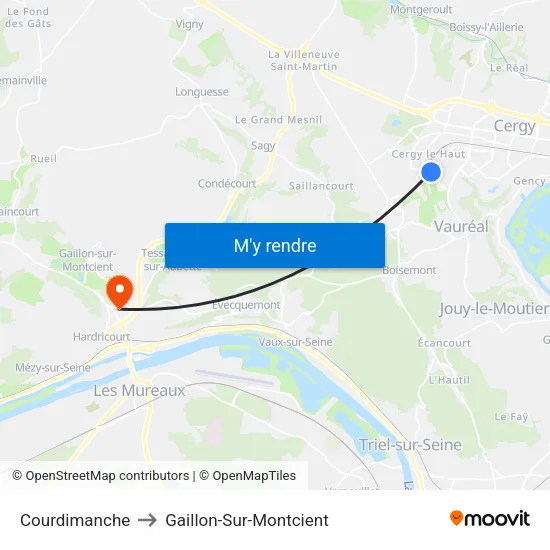 Courdimanche to Gaillon-Sur-Montcient map