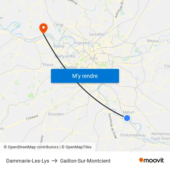 Dammarie-Les-Lys to Gaillon-Sur-Montcient map