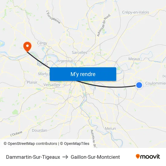 Dammartin-Sur-Tigeaux to Gaillon-Sur-Montcient map