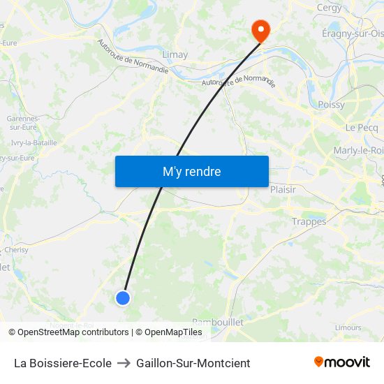 La Boissiere-Ecole to Gaillon-Sur-Montcient map