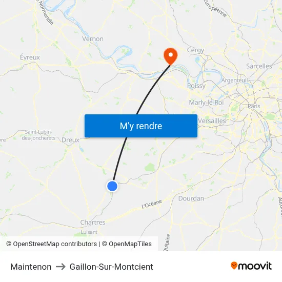 Maintenon to Gaillon-Sur-Montcient map