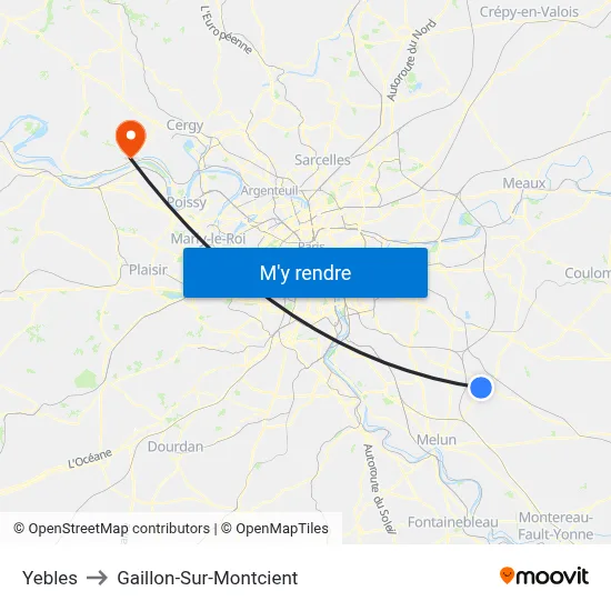 Yebles to Gaillon-Sur-Montcient map