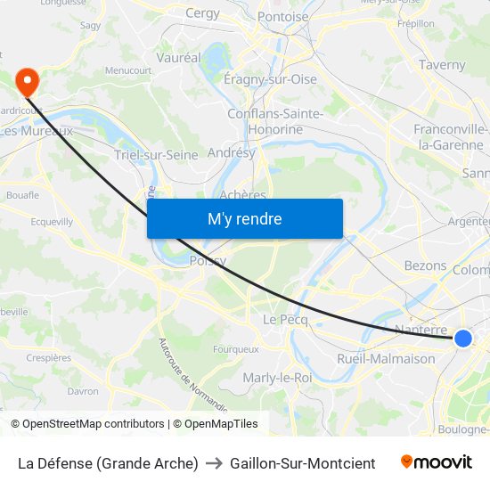 La Défense (Grande Arche) to Gaillon-Sur-Montcient map