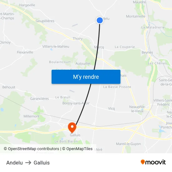 Andelu to Galluis map