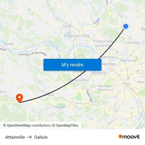Attainville to Galluis map