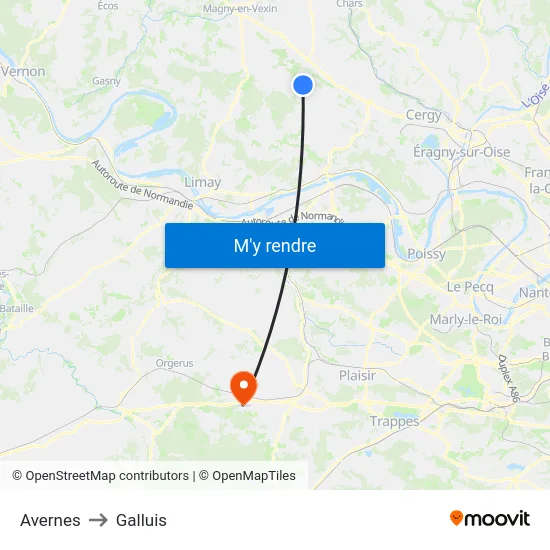 Avernes to Galluis map