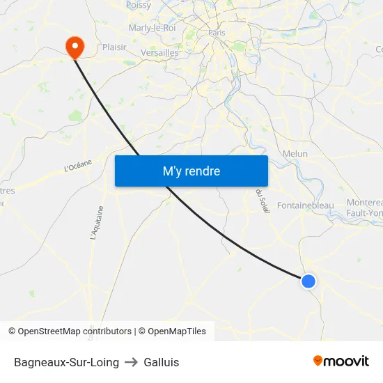 Bagneaux-Sur-Loing to Galluis map