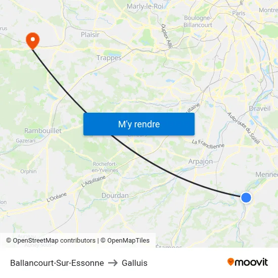 Ballancourt-Sur-Essonne to Galluis map
