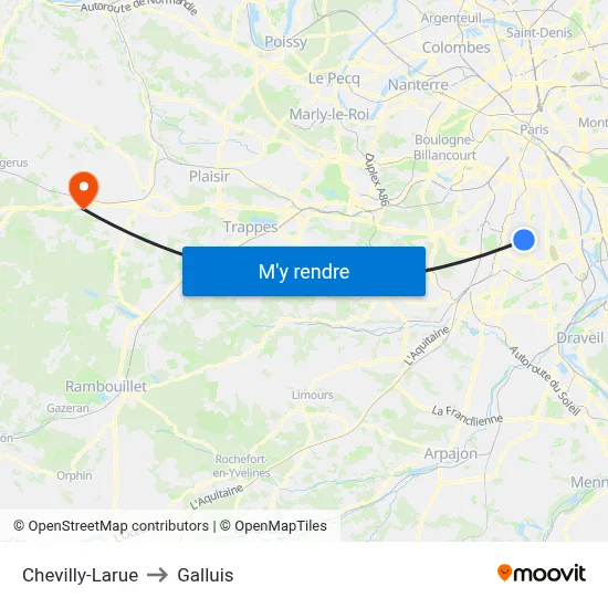 Chevilly-Larue to Galluis map