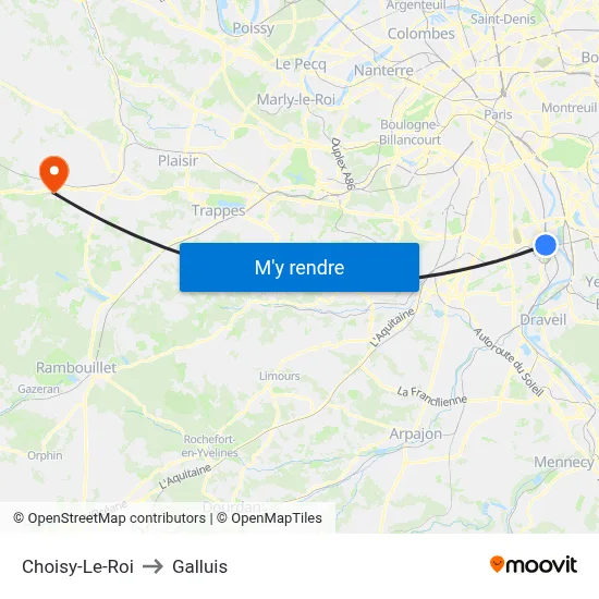 Choisy-Le-Roi to Galluis map