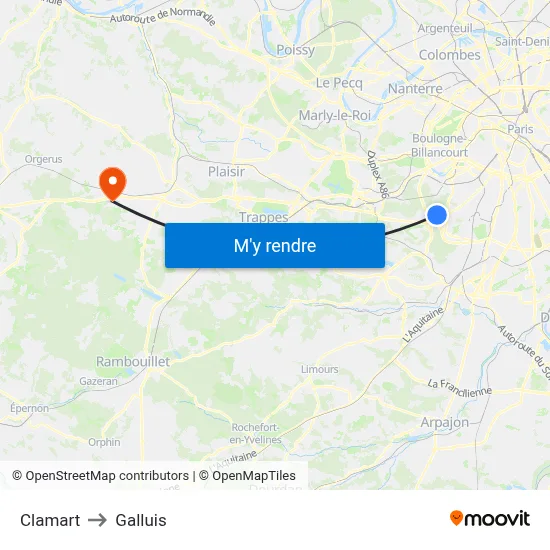 Clamart to Galluis map